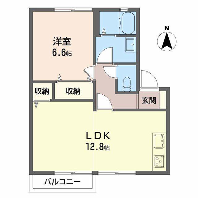 フォンテーヌ D(1LDK/2階)の間取り写真