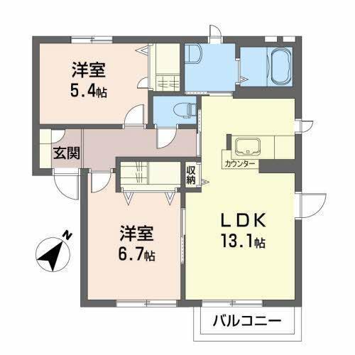 メゾンアズマB(2LDK/1階)の間取り写真