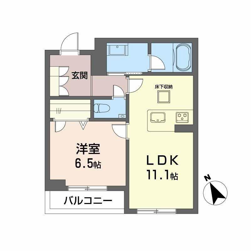 シャーメゾン下荒田(1LDK/2階)の間取り写真