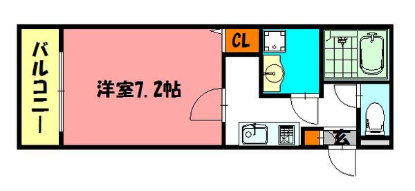 ジーメゾン大久保(1K/2階)の間取り写真