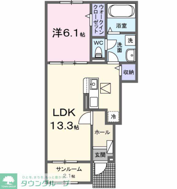 グリーン・テラス(1LDK/1階)の間取り写真