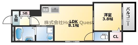 YUMAISON ウエスト(1LDK/2階)の間取り写真