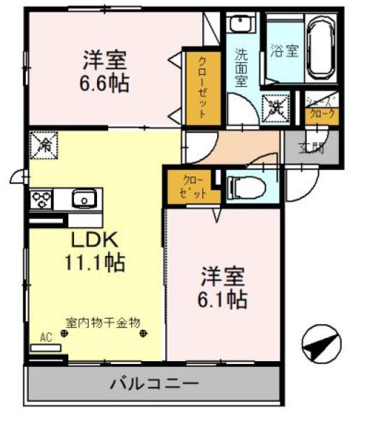 ウィステリア(2LDK/2階)の間取り写真