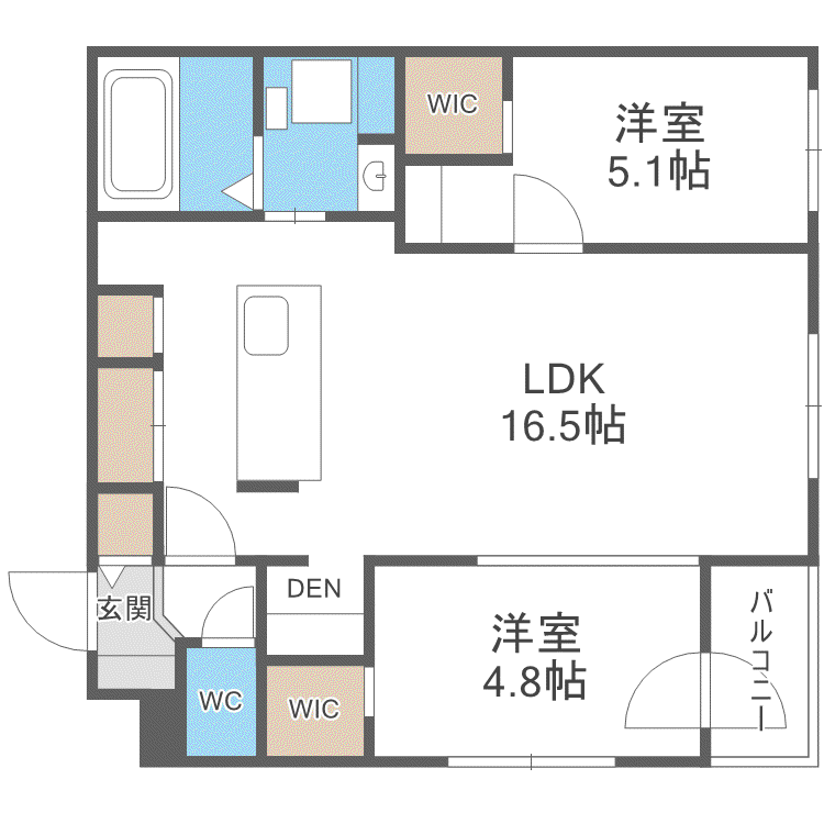 R-FINO千歳末広(2LDK/2階)の間取り写真