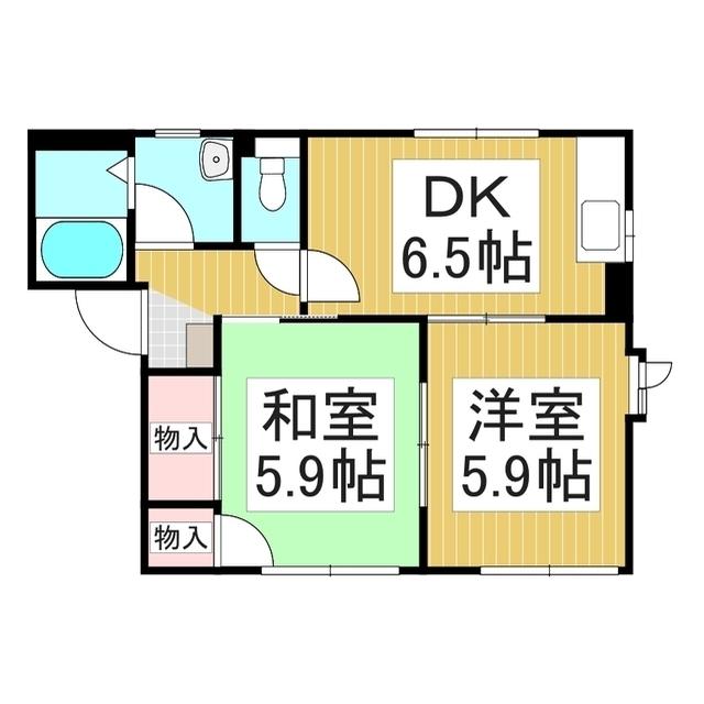 フレグランス大原(2DK/2階)の間取り写真