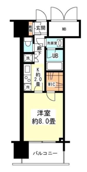 アンビエンテ四ツ橋(1K/6階)の間取り写真