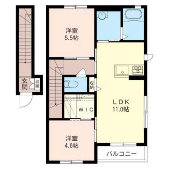 ル・リアンA(2LDK/2階)の間取り写真