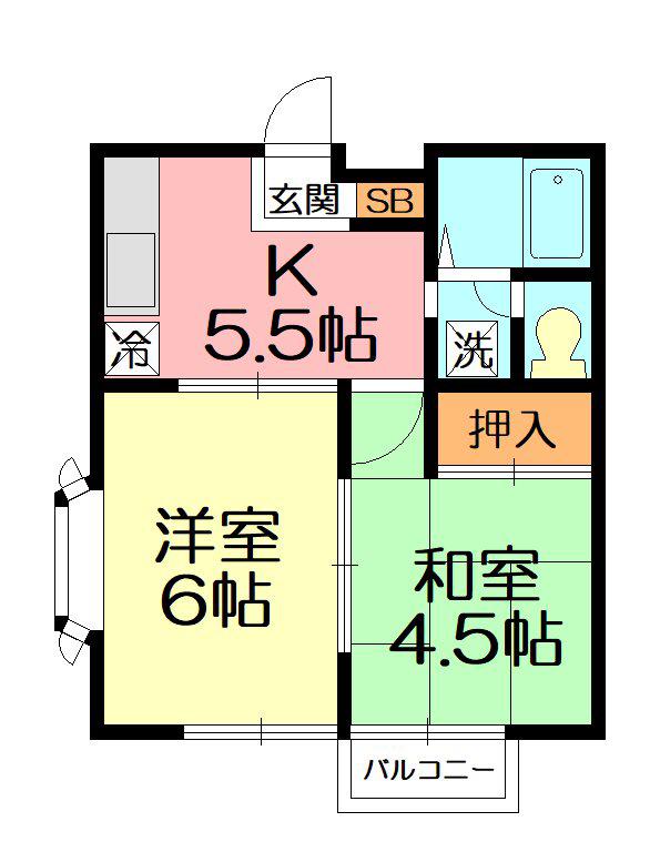 早乙女ハイム(2DK/1階)の間取り写真