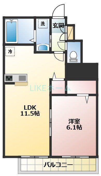 プライム・パルス(1LDK/1階)の間取り写真