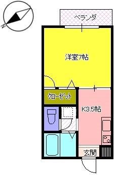 ウインズ5(1K/1階)の間取り写真
