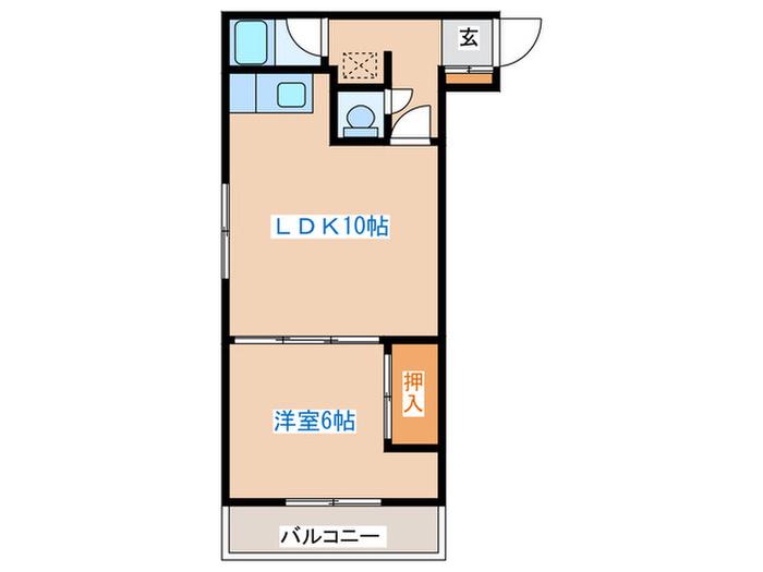 第1粕谷マンション(1LDK/3階)の間取り写真