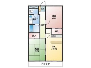 サンシャイン福泊(2DK/2階)の間取り写真