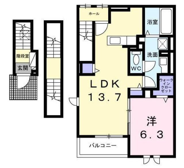 クレール東寺尾(1LDK/3階)の間取り写真