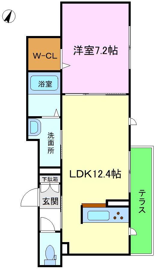 シャーメゾン中路(1LDK/1階)の間取り写真