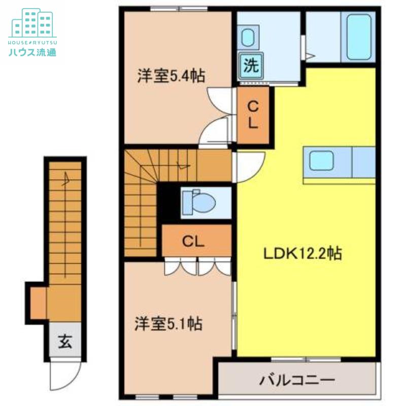 LA PRECIEUSE(2LDK/2階)の間取り写真