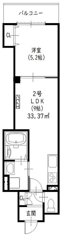 クリエオーレ鷹合(1LDK/1階)の間取り写真