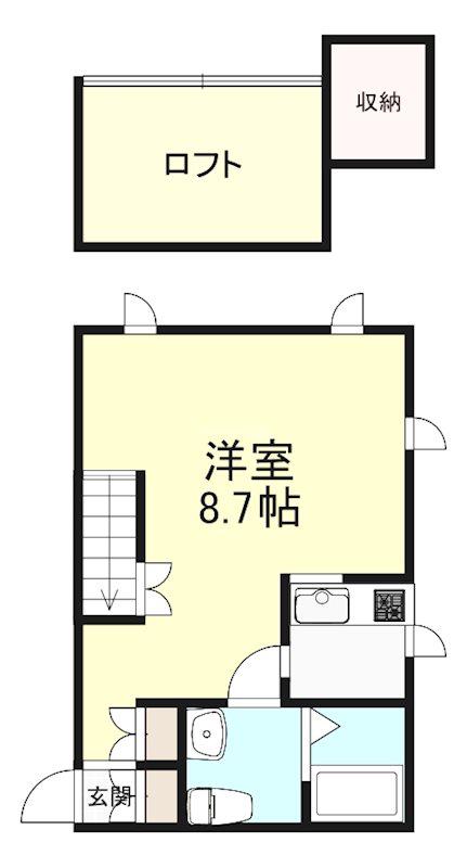 プリマ前橋朝倉(1K/2階)の間取り写真