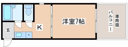 パンブロス2(1K/1階)の間取り写真