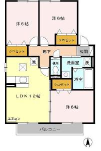 AISESQUAREPARTII(3LDK/1階)の間取り写真