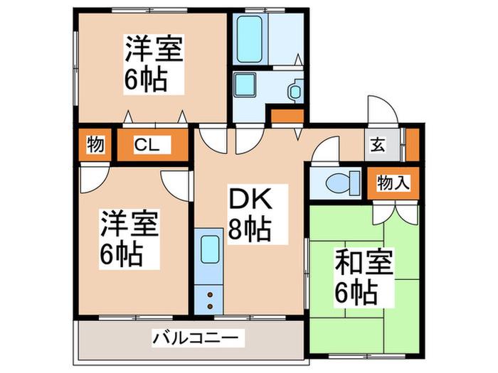 ヴァンベ-ル中原(3DK/2階)の間取り写真