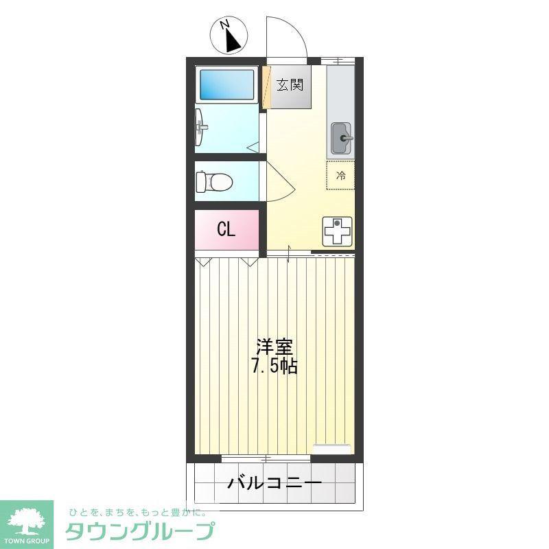 ヤングハイムB棟(1K/1階)の間取り写真
