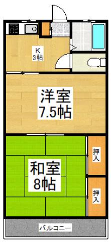 コーポ聖(2K/1階)の間取り写真