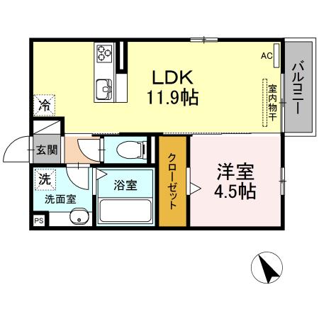 レガーロ(1LDK/2階)の間取り写真