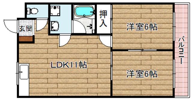 パレ若松(2LDK/3階)の間取り写真