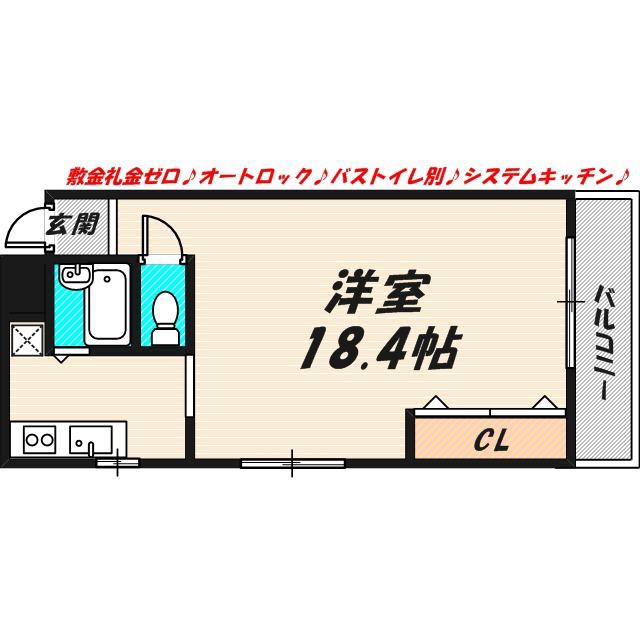 サンライズ古市(ワンルーム/2階)の間取り写真