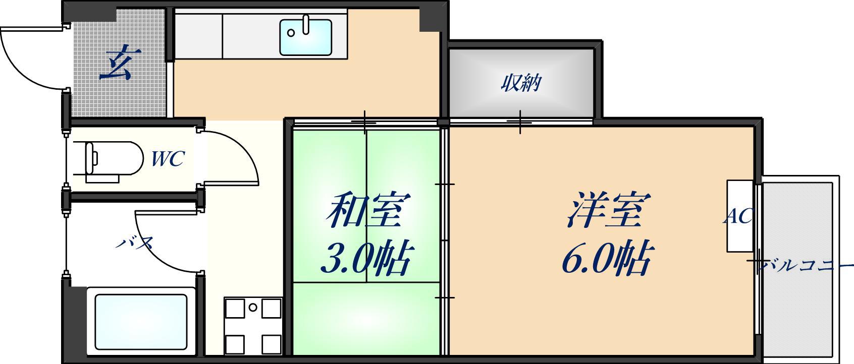 宇奈月マンション(2DK/1階)の間取り写真