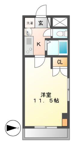 THUマンション(1K/5階)の間取り写真