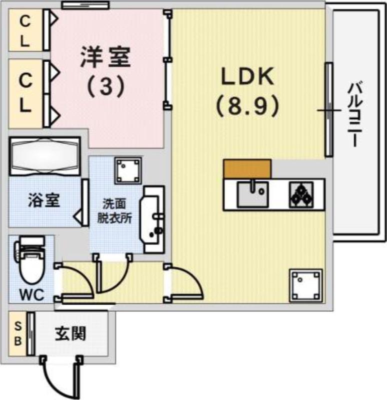 AQUILA上筒井通(1LDK/1階)の間取り写真