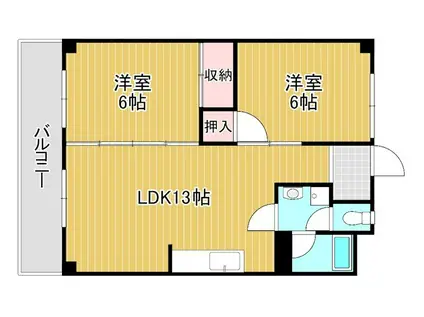 福寿コーポラス(2LDK/2階)の間取り写真