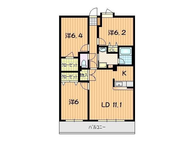 アビタシオンみなみ(3LDK/2階)の間取り写真
