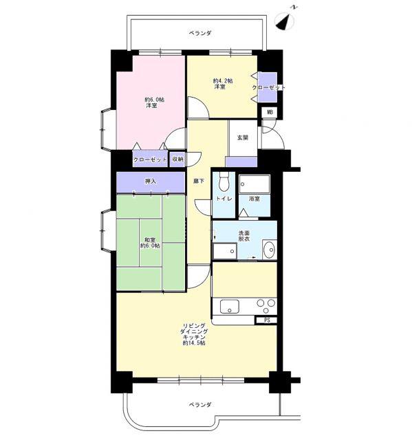 CASA PORTO岸和田(3LDK/6階)の間取り写真
