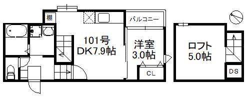 メゾンソレイユ2 483(1DK/1階)の間取り写真