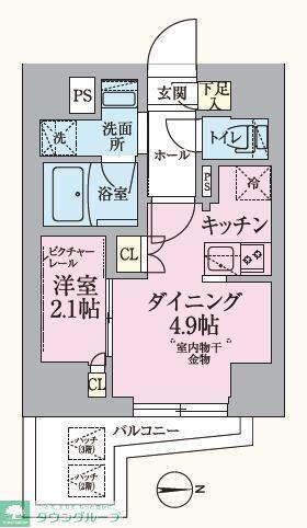 ARKMARK板橋大山(1DK/2階)の間取り写真