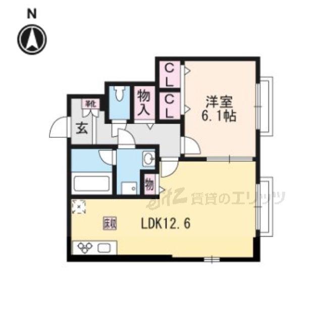 ファミーユ大阪高槻(1LDK/1階)の間取り写真