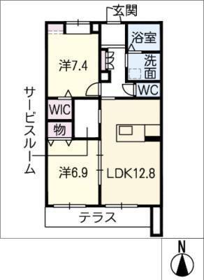 バリスタ S棟(2LDK/1階)の間取り写真