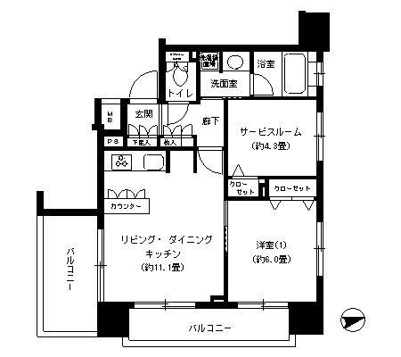パークキューブ浅草田原町(2LDK/7階)の間取り写真