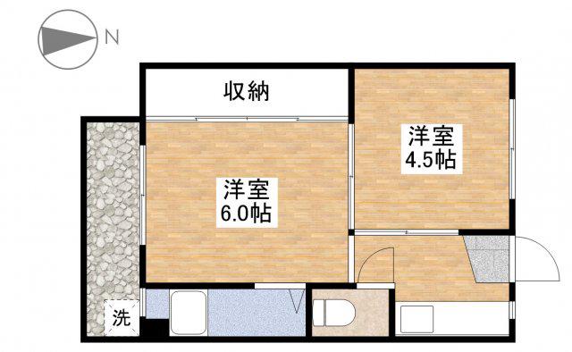 ビレッジハウス郷地 9号棟(2K/4階)の間取り写真