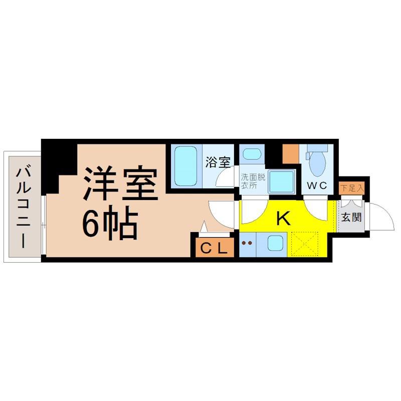 ディアレイシャス東別院(1K/3階)の間取り写真