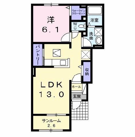 CHIEN(1LDK/1階)の間取り写真