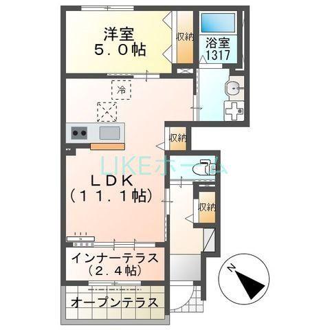 船橋市飯山満町アパート(1LDK/1階)の間取り写真