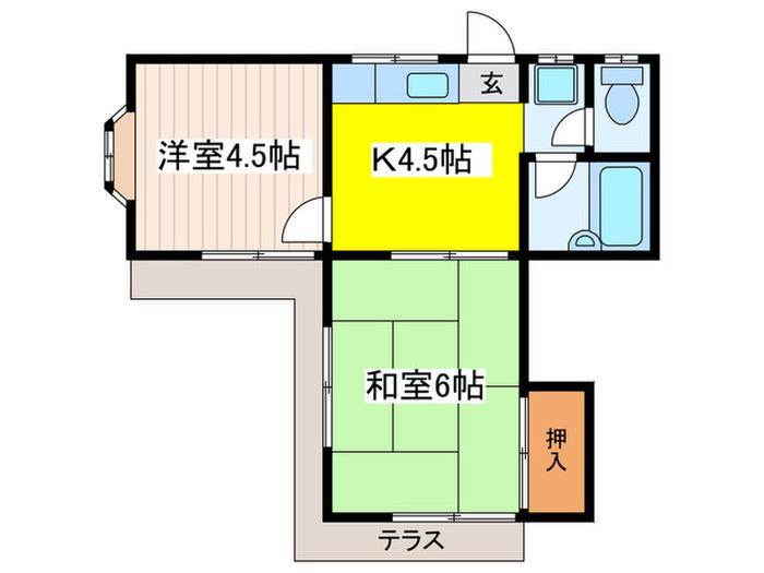 シャルム三鷹(2K/2階)の間取り写真