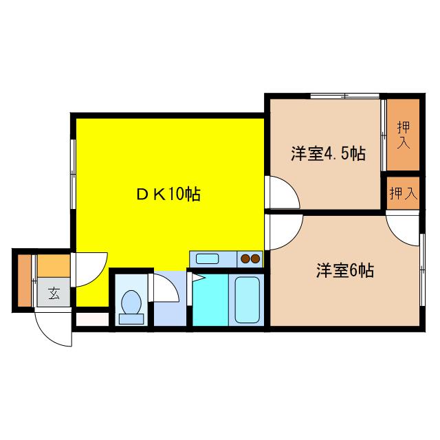 サンシャイン15(2DK/3階)の間取り写真