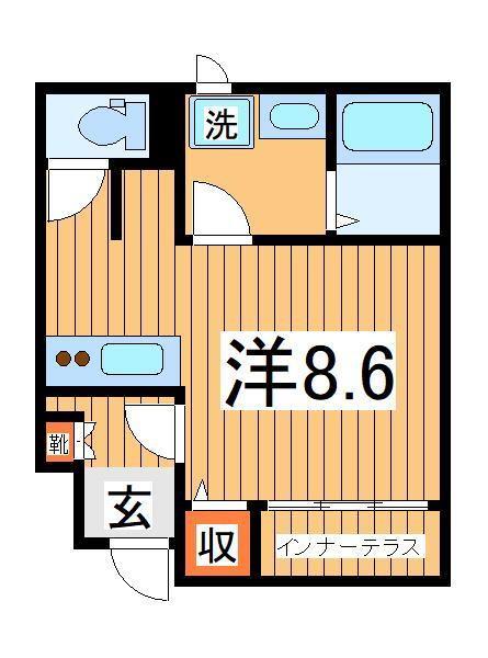 エルミタージュⅡ(ワンルーム/1階)の間取り写真