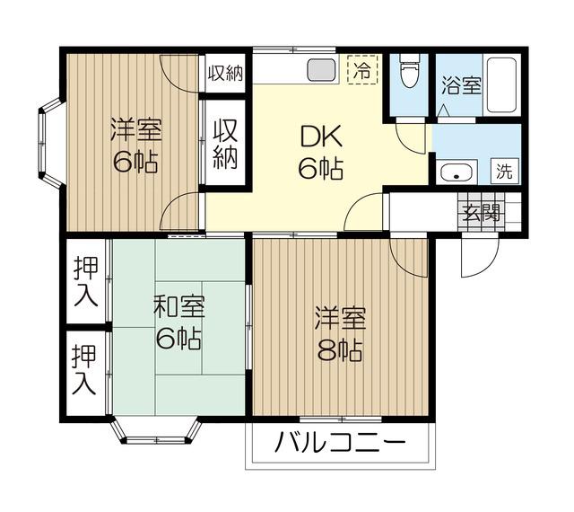 コーポベルツリーA棟(3DK/1階)の間取り写真