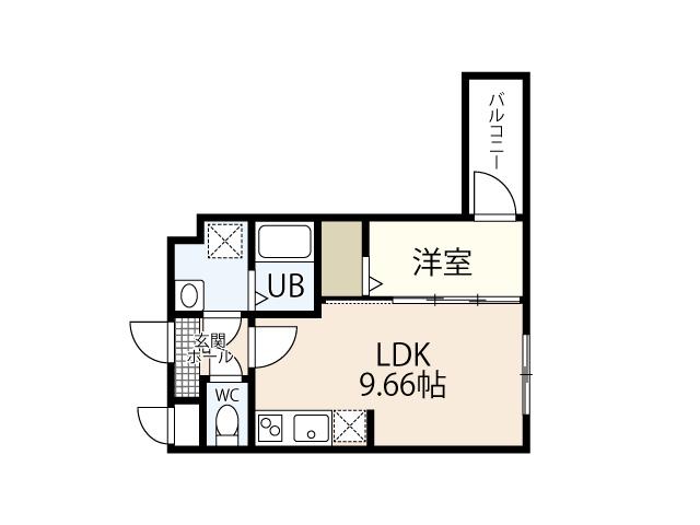 スマイルレジデンス廿日市本町(1LDK/2階)の間取り写真