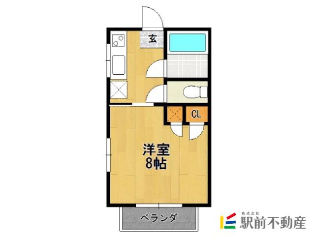 シティ西新 A棟(1K/2階)の間取り写真